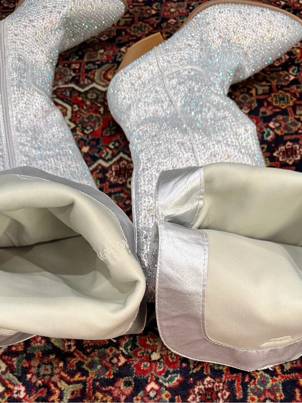 SHEIN SILVER GLITTERY WESTERN COWBOY BOOTS SIZE 8’5
